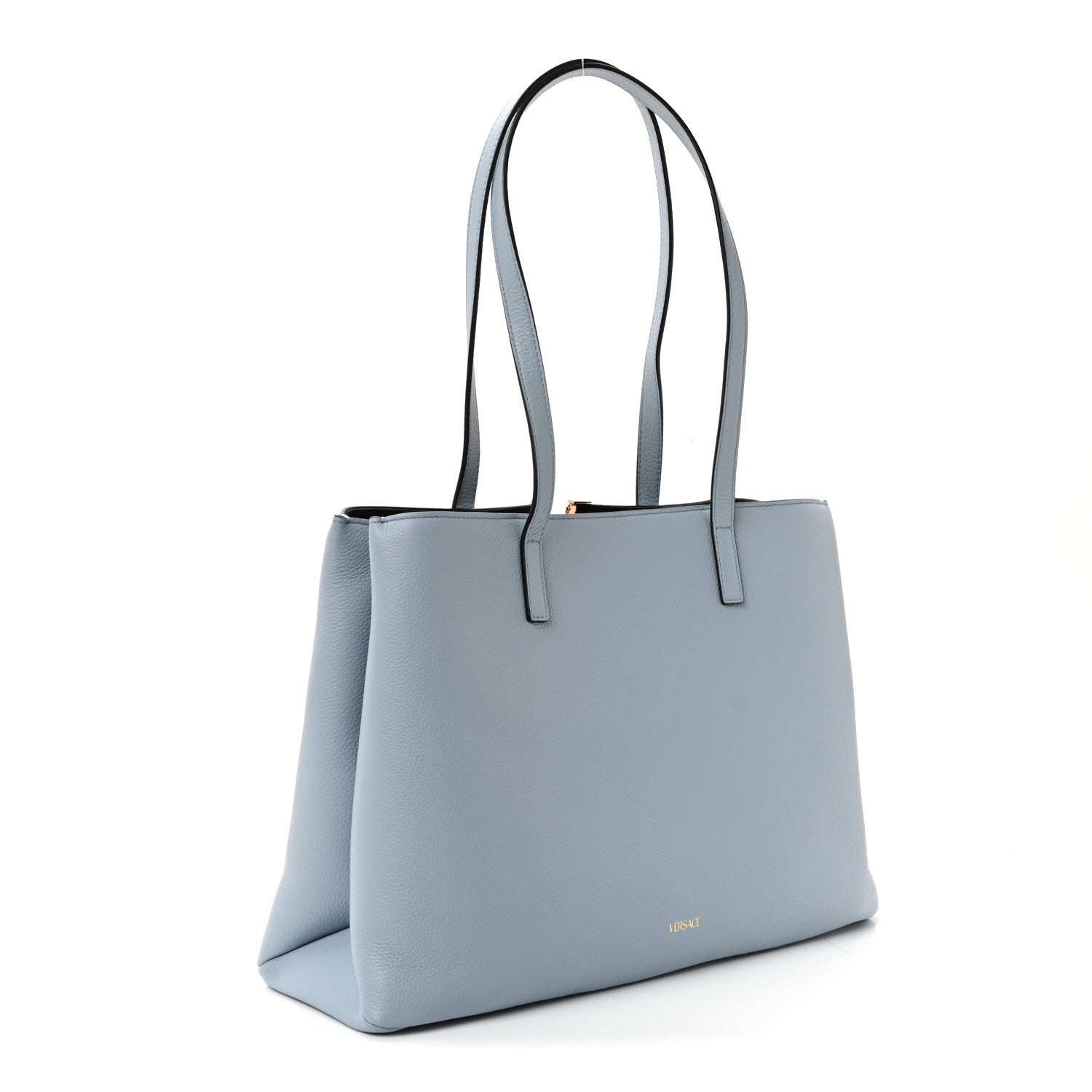Versace Grained Calfskin Virtus V Tote Light Blue 3 of 9