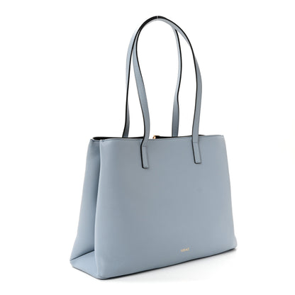 Versace Grained Calfskin Virtus V Tote Light Blue 3 of 9