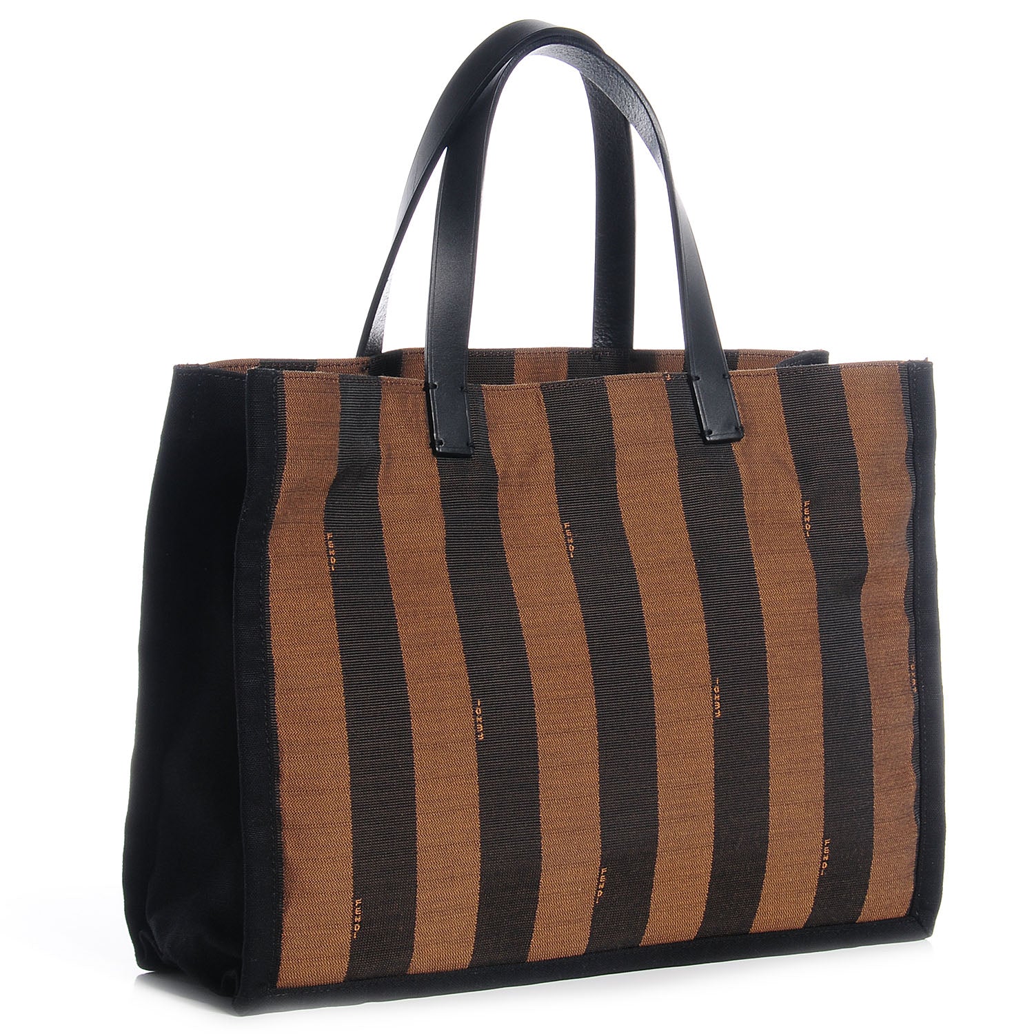 Fendi Canvas Pequin Small Shopping Tote Tobacco 5 of 12