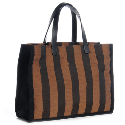 Fendi Canvas Pequin Small Shopping Tote Tobacco 5 of 12