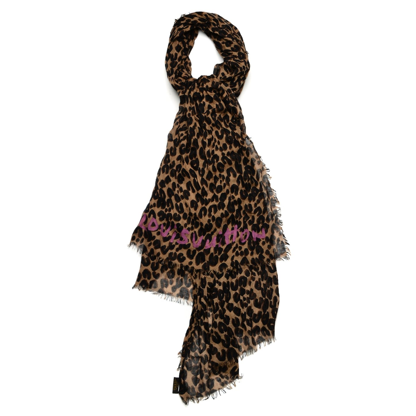 Cashmere Silk Leopard Stole Brown