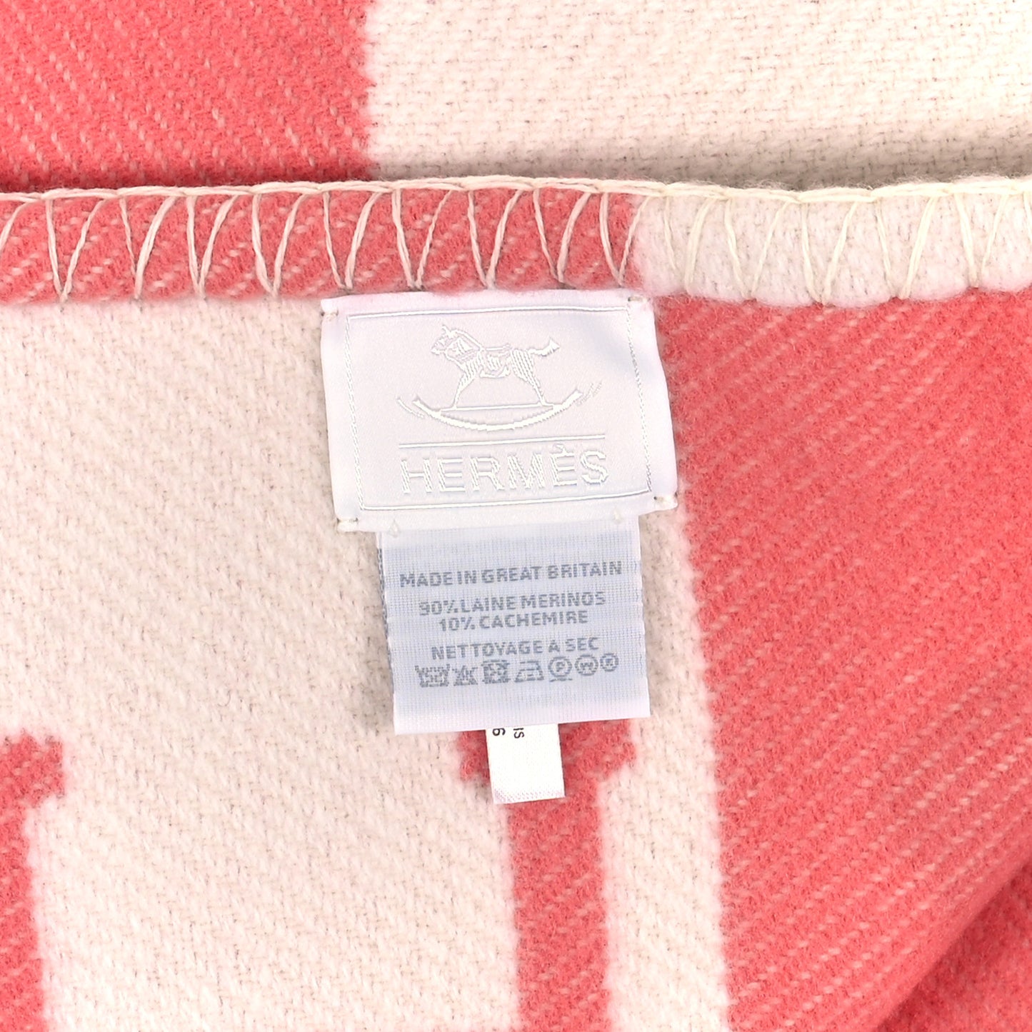 Wool Cashmere Avalon Baby Blanket Rose Airelle White