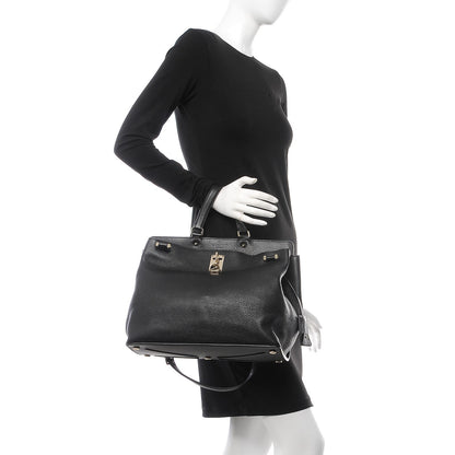 Valentino Garavani Pebbled Calfskin Large JoyLock Satchel Black 3 of 12