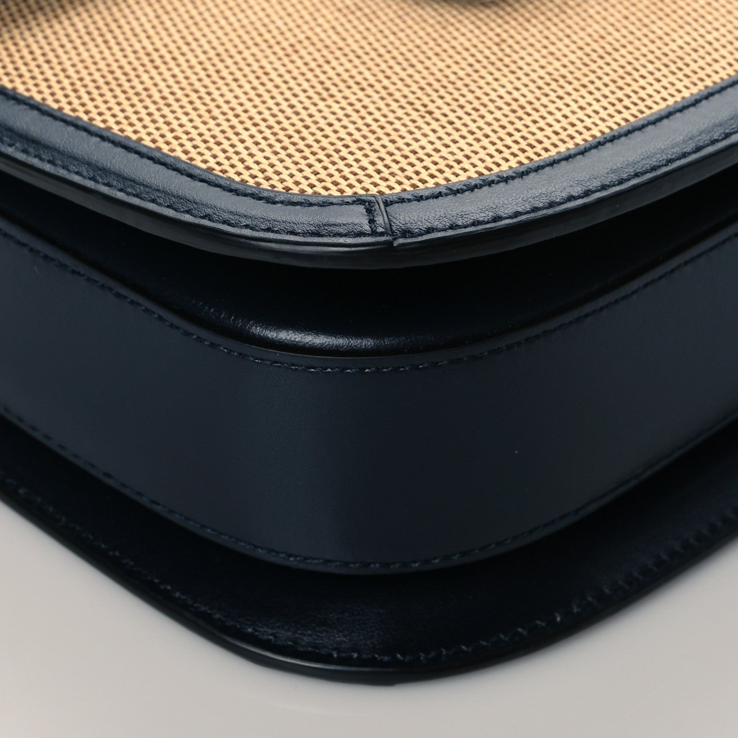 Gucci Vintage Rice Canvas Plutone Calfskin Horsebit 1955 Shoulder Bag Beige Black 10 of 11
