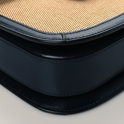 Gucci Vintage Rice Canvas Plutone Calfskin Horsebit 1955 Shoulder Bag Beige Black 10 of 11