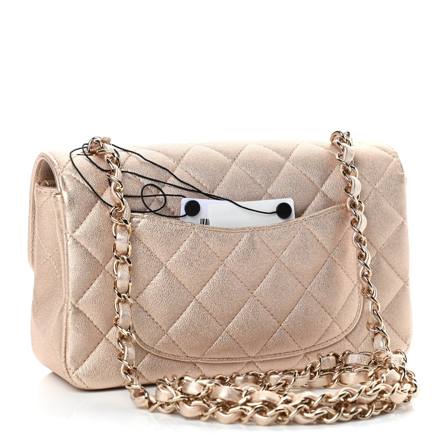 Chanel Metallic Lambskin Quilted Mini Rectangular Flap Gold 3 of 11