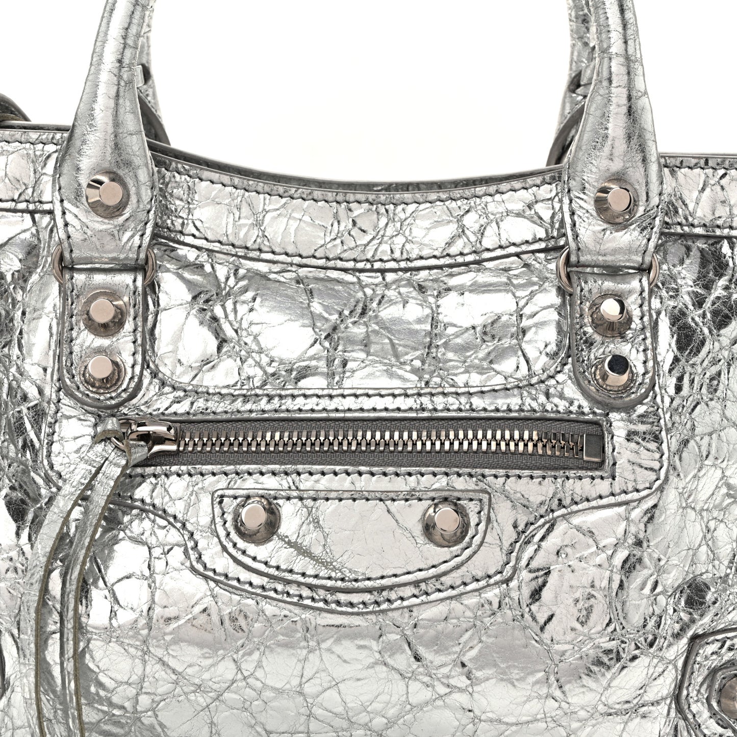 Metallic Agneau Silver Hardware Small Le City Silver
