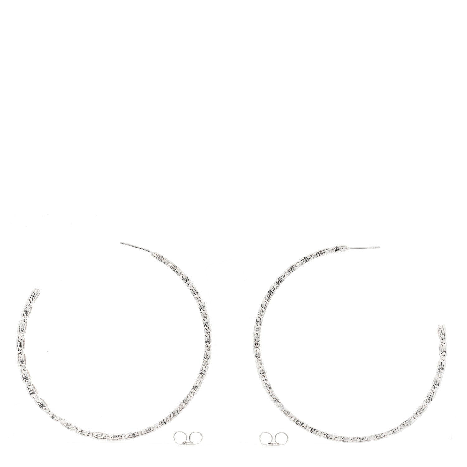 John Hardy Sterling Silver Diamond 71mm Dot Hoop Earrings 2 of 3