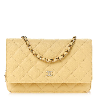 Chanel Caviar Quilted Wallet on Chain WOC Yellow 1 of 10
