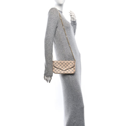 Louis Vuitton Damier Azur Pochette Felicie Chain Wallet Rose Ballerine 2 of 13