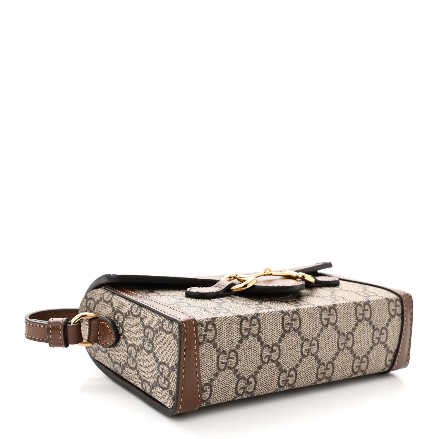 Gucci GG Supreme Monogram Mini Horsebit 1955 Shoulder Bag Beige Brown Sugar 4 of 11