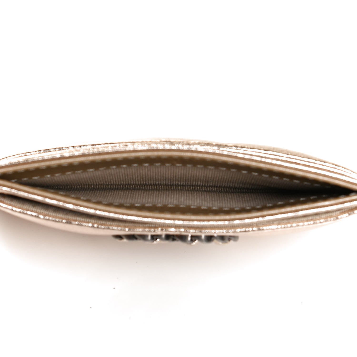 Chanel Metallic Lambskin Quilted Chanel 19 Card Holder Gold 5 of 9