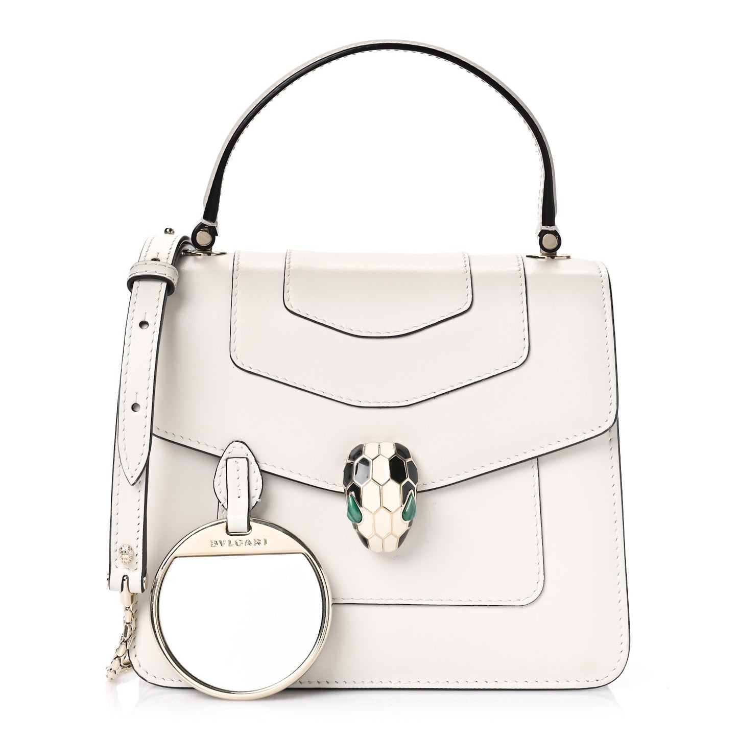 Calfskin Serpenti Forever Top Handle White