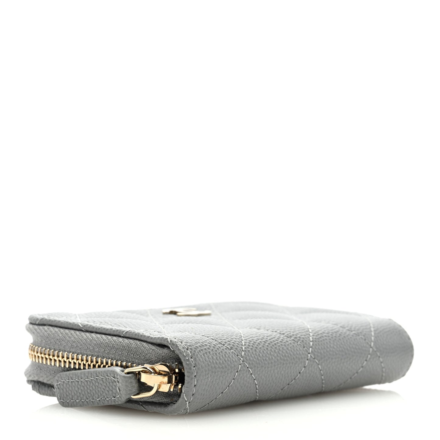 Caviar Quilted Zip Coin Purse Grey