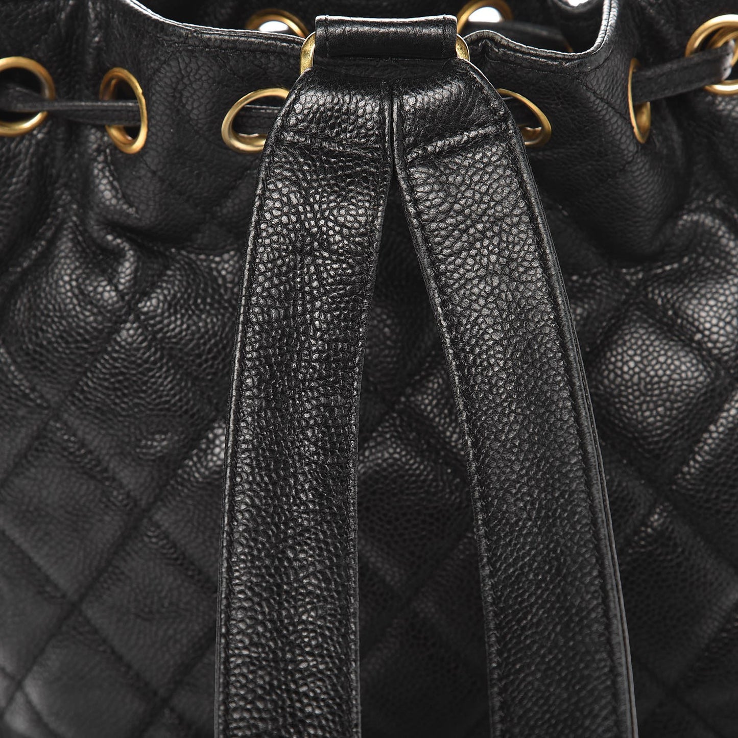 Caviar Quilted Drawstring Backpack Black