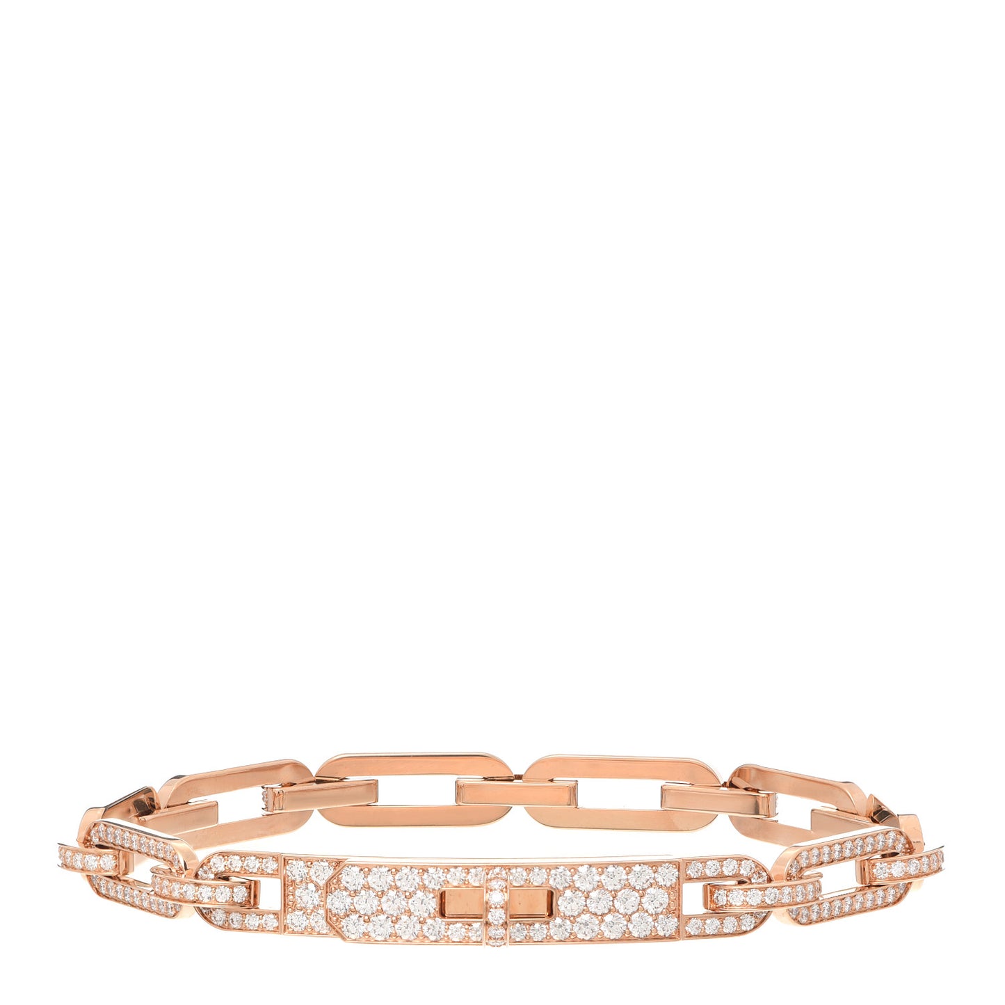 18K Rose Gold Diamond Full Pave PM Kelly Chaine Bracelet SH