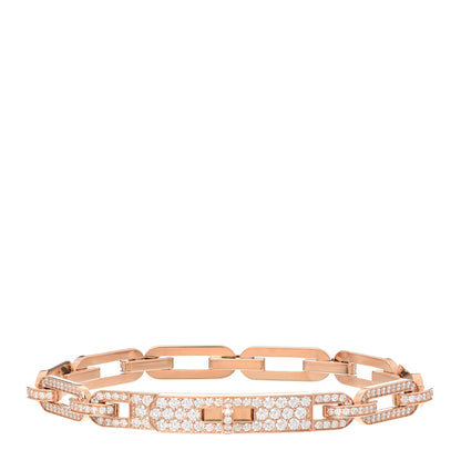 Hermes 18K Rose Gold Diamond Full Pave PM Kelly Chaine Bracelet SH 1 of 5