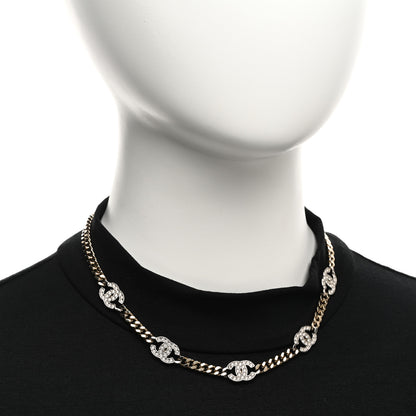 Chanel Crystal Chain CC Link Choker Gold Silver 2 of 6