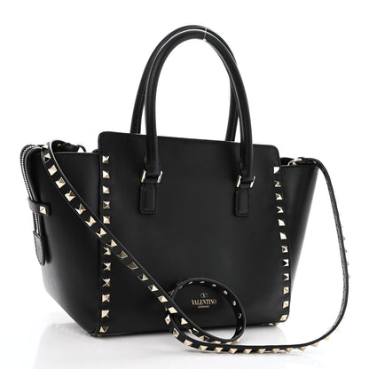 Valentino Garavani Vitello Small Rockstud Double Handle Tote Black 3 of 9