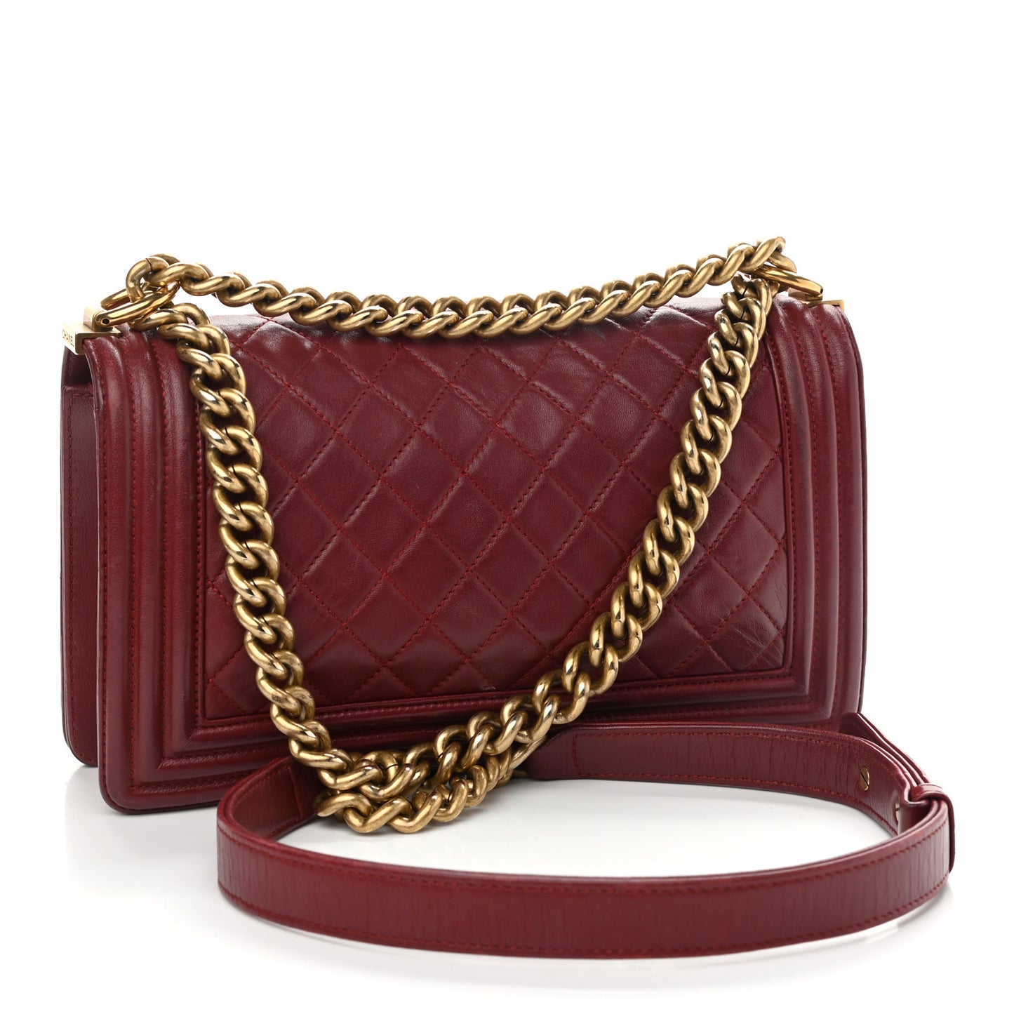 Calfskin Quilted Medium Boy Flap Red