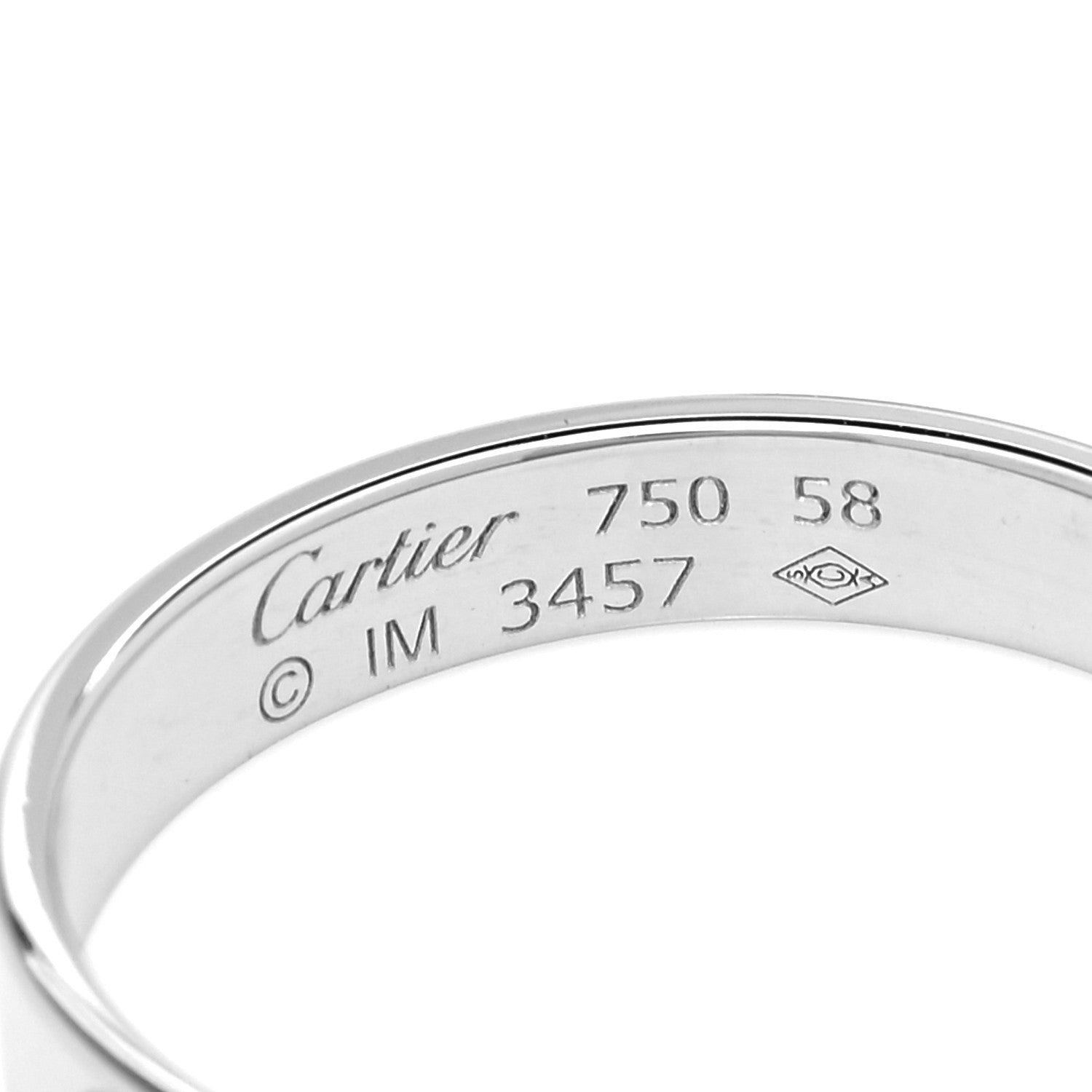 Cartier 18K White Gold 3.5mm LOVE Wedding Band Ring 58 8.5 4 of 4