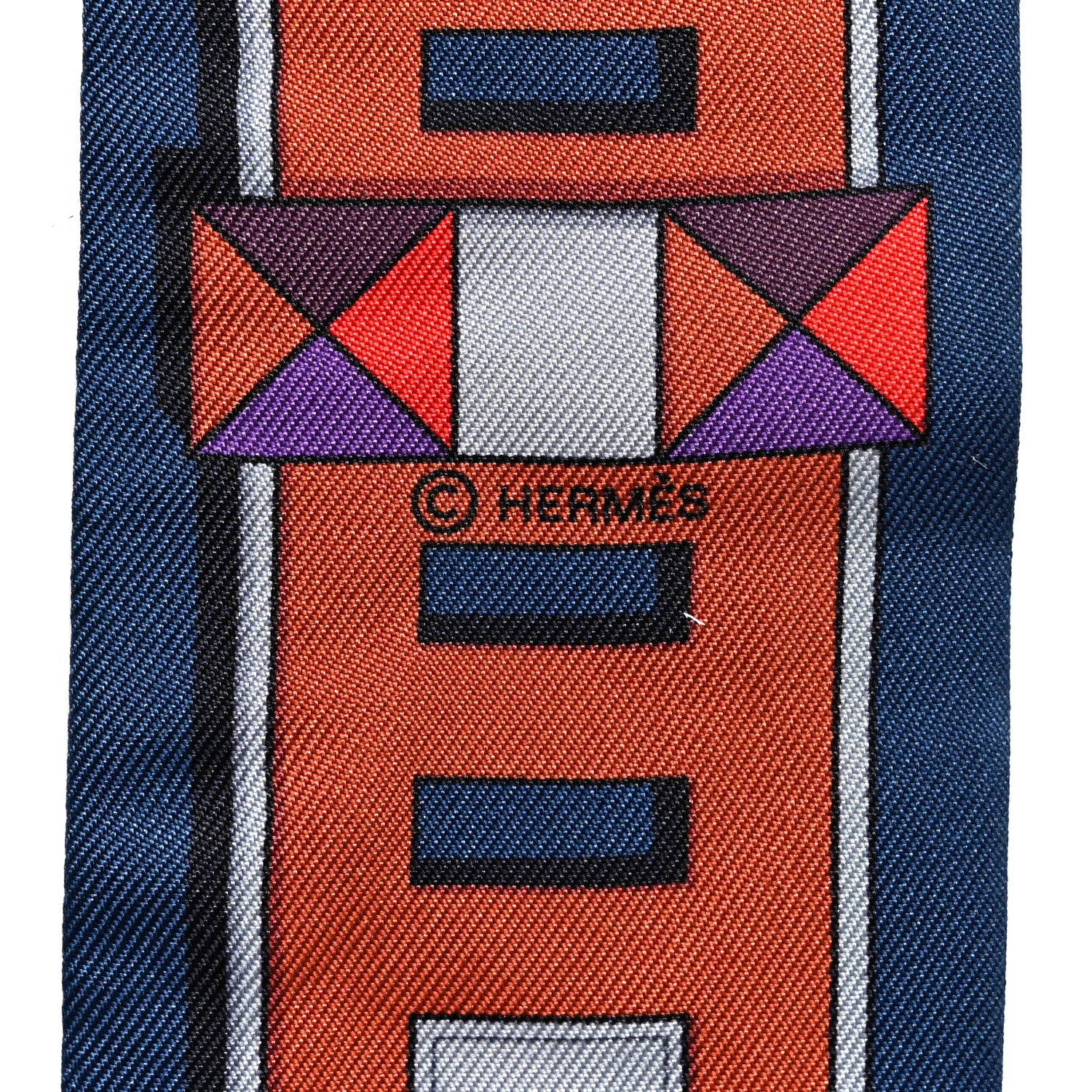 Hermes Silk Carre En Boucles Twilly Marine Violet Brun 4 of 6