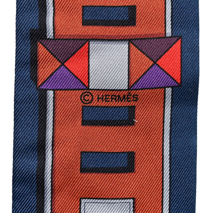 Hermes Silk Carre En Boucles Twilly Marine Violet Brun 4 of 6