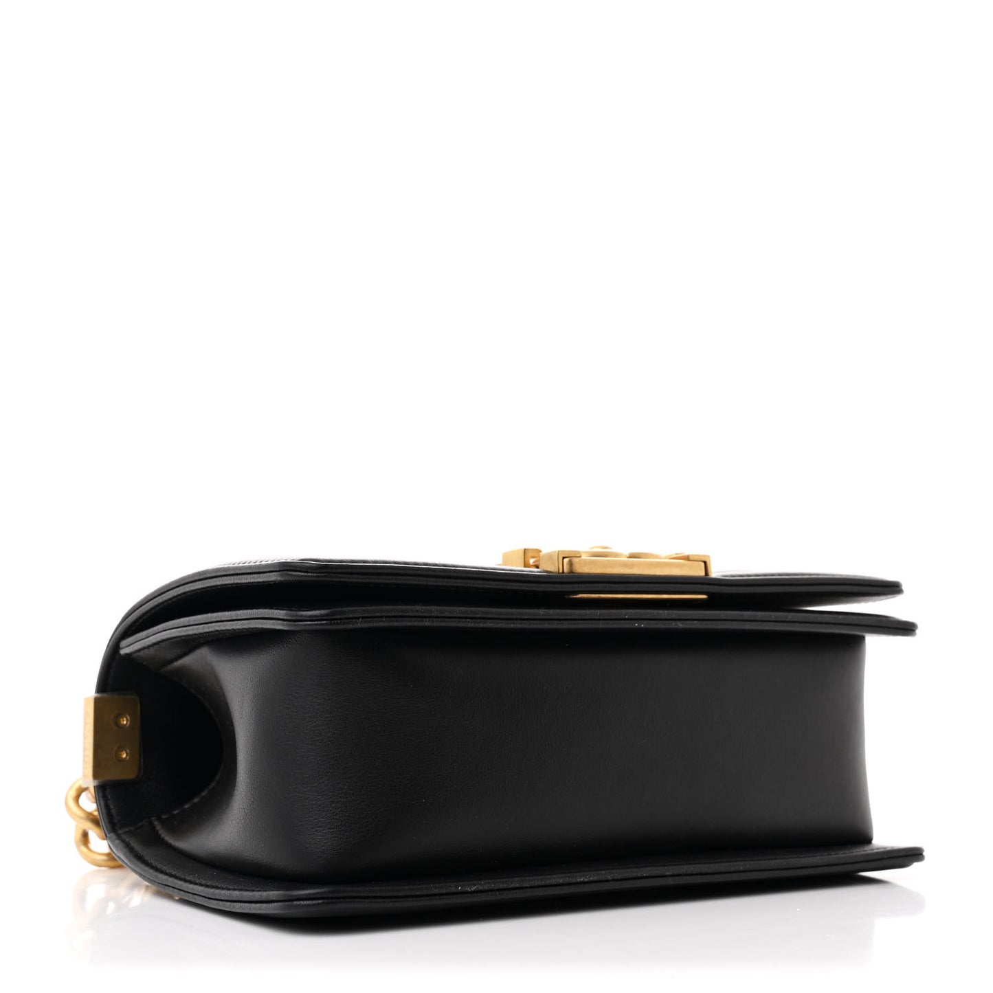 Calfskin Quilted Small Boy Flap Black