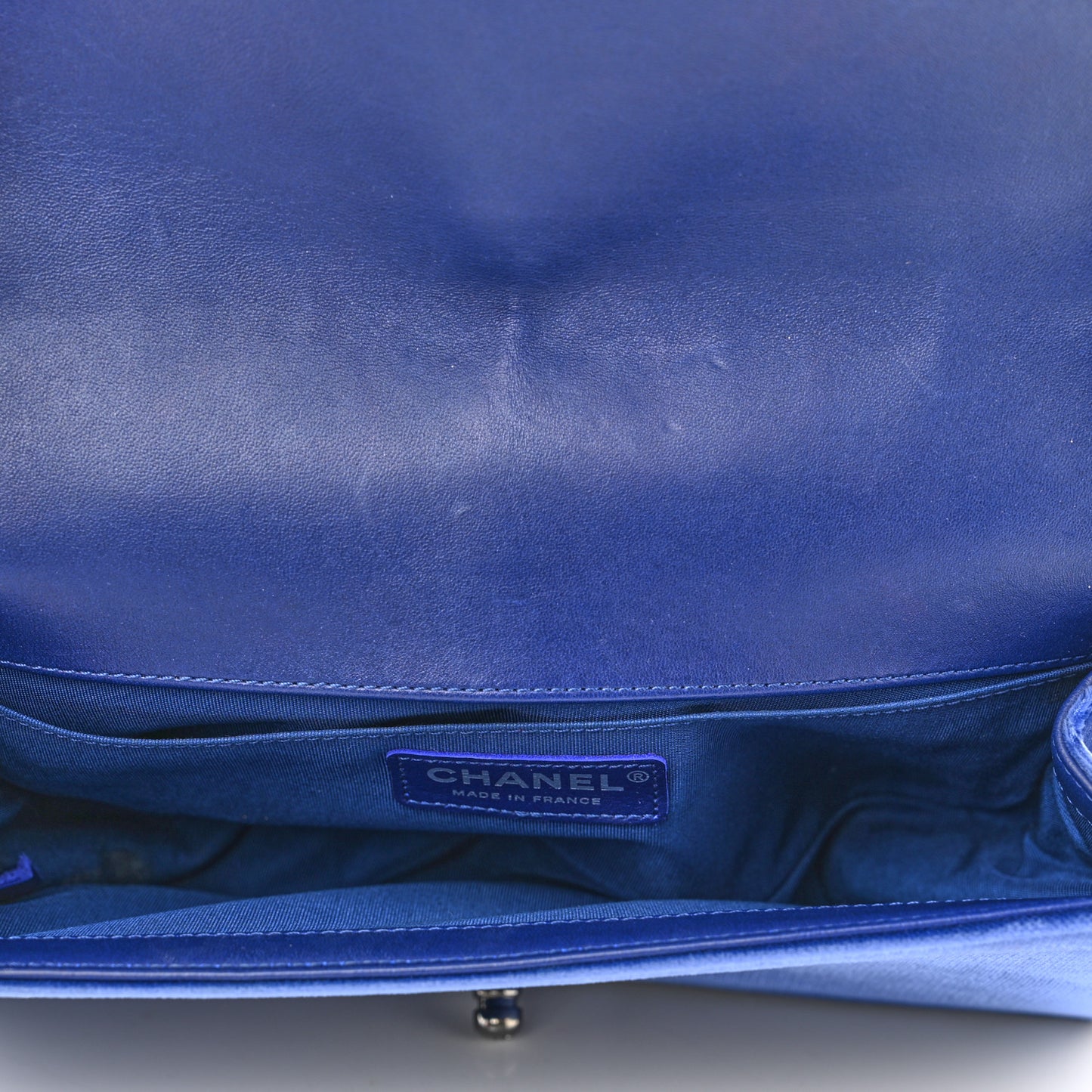 Velvet Quilted Medium Boy Flap Blue