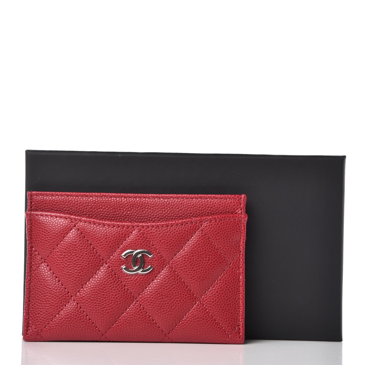 Chanel Caviar Quilted Card Holder Dark Pink 9 of 9