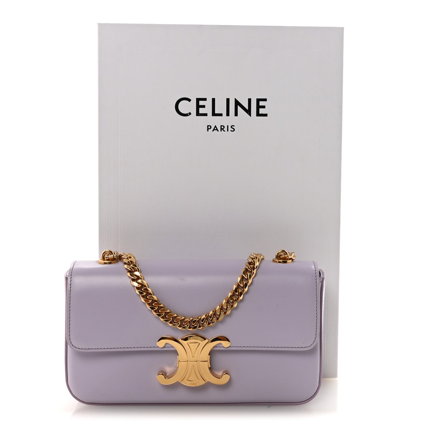 Shiny Calfskin Triomphe Chain Shoulder Bag Light Lavender