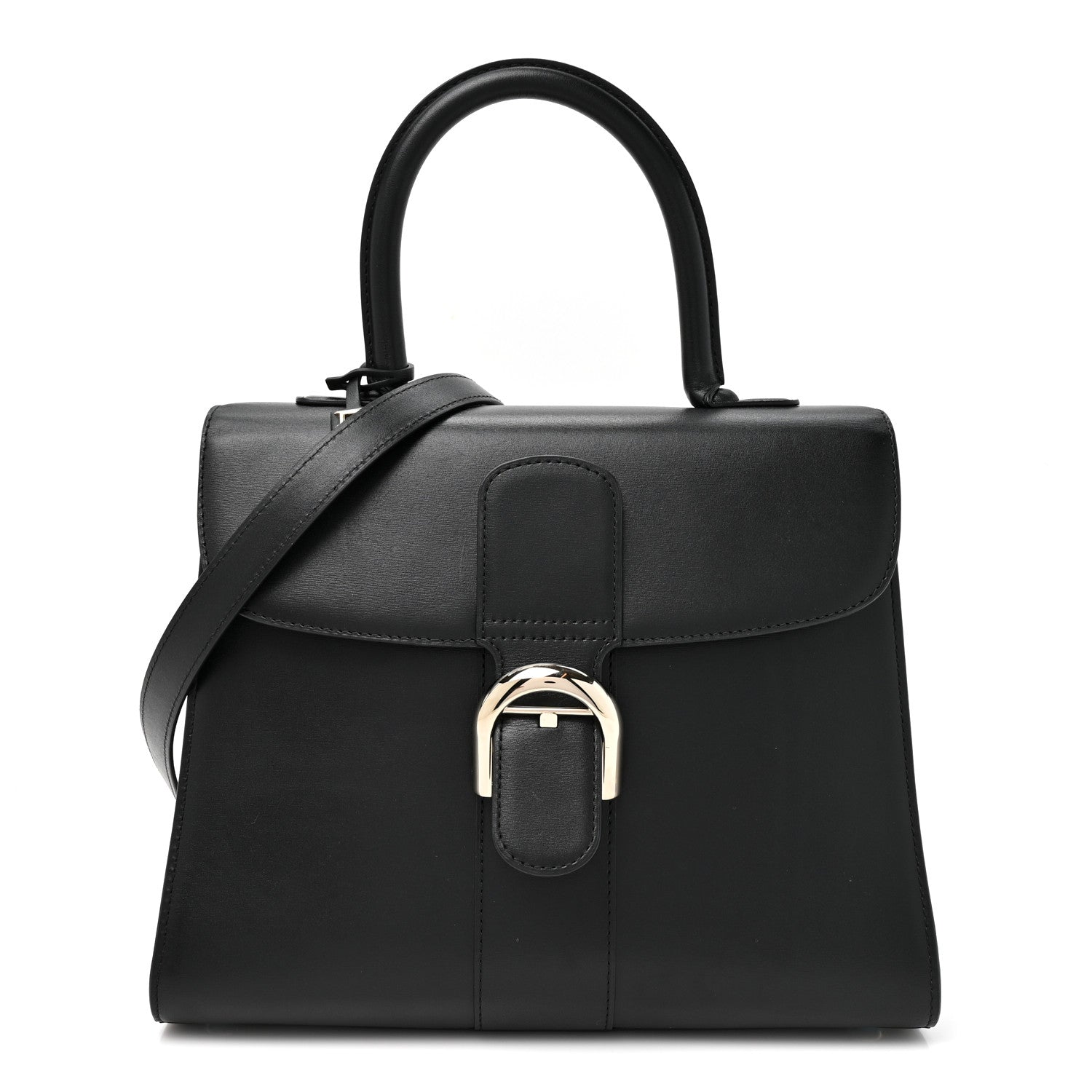 Delvaux Box Calfskin MM Brillant Satchel Black Black 1 of 12