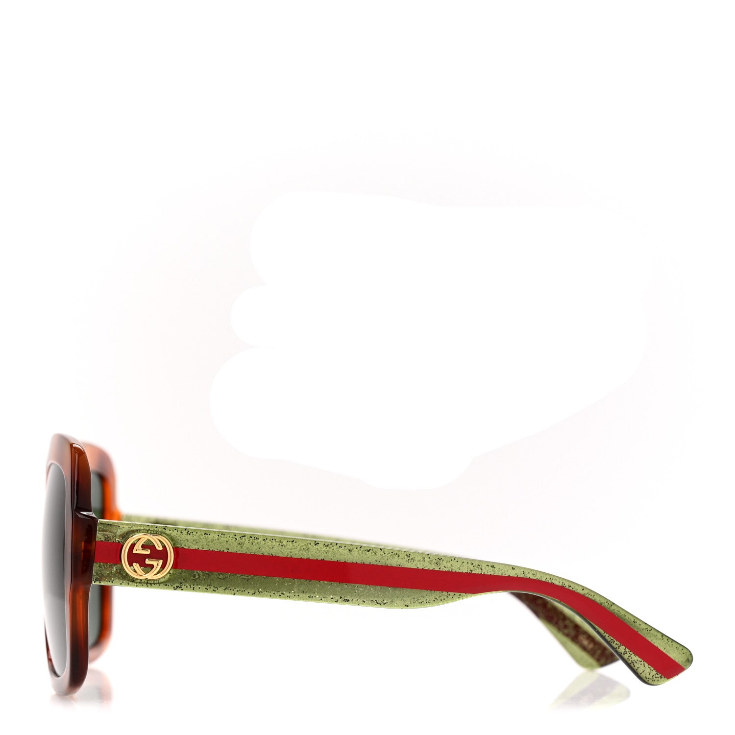 Gucci Acetate Square Frame Web Glitter Sunglasses GG0036SN Havana 3 of 7