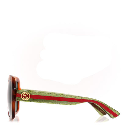 Gucci Acetate Square Frame Web Glitter Sunglasses GG0036SN Havana 3 of 7