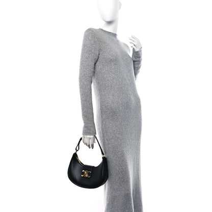 Celine Smooth Calfskin Medium Strap Ava Triomphe Shoulder Bag Black 2 of 11