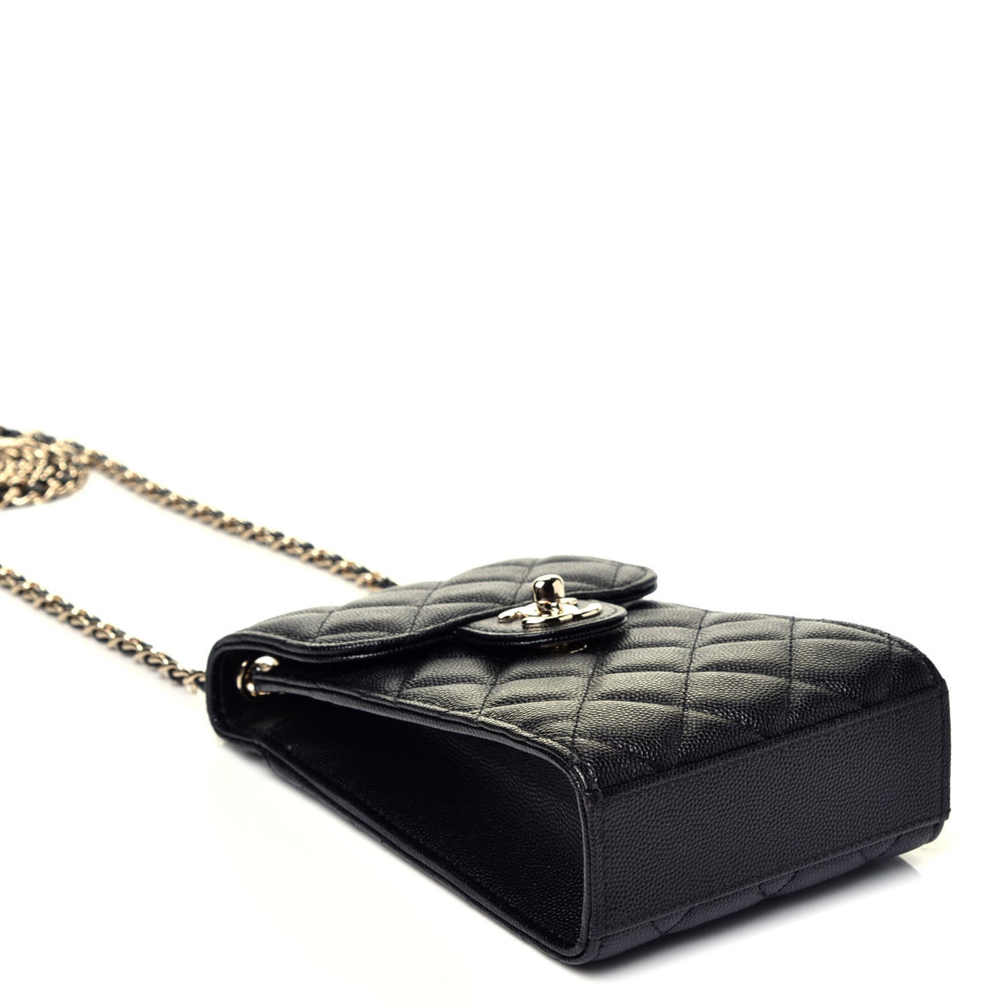 Caviar Quilted Classic Phone Holder Black