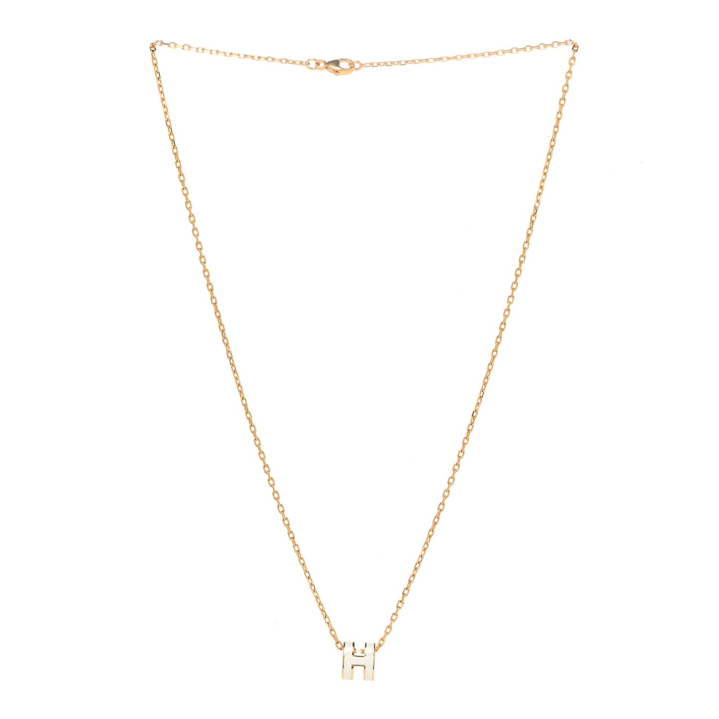 Lacquered Gold Mini Pop H Pendant Necklace White