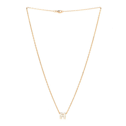 Hermes Lacquered Gold Mini Pop H Pendant Necklace White 3 of 7
