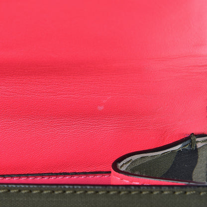 Valentino Garavani Nappa Canvas Camouflage Medium Glam Lock Rockstud Flap Fuxia Fluo 13 of 14