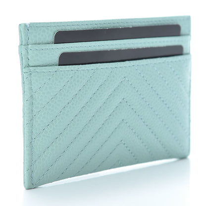Chanel Caviar Quilted Chevron Boy Card Holder Light Blue 3 of 8
