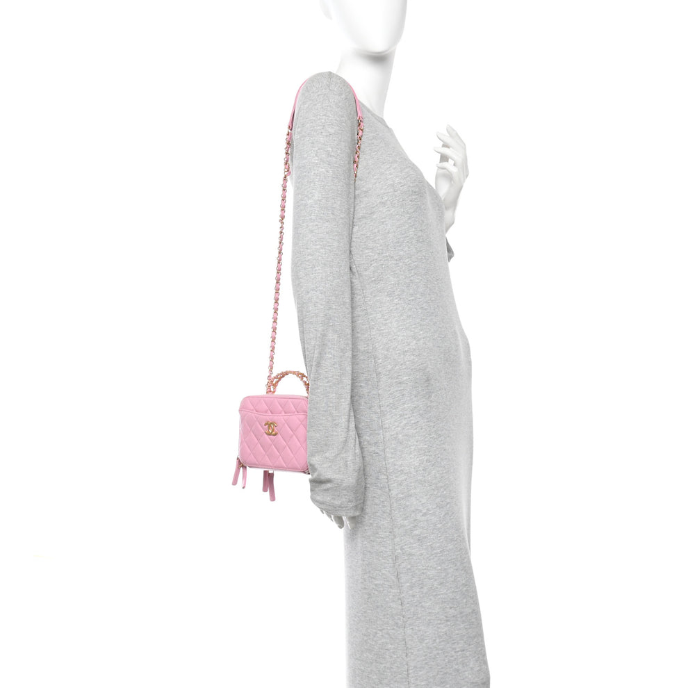 Chanel Caviar Quilted Pick Me Up Mini Vanity Case Pink 1882308 ...