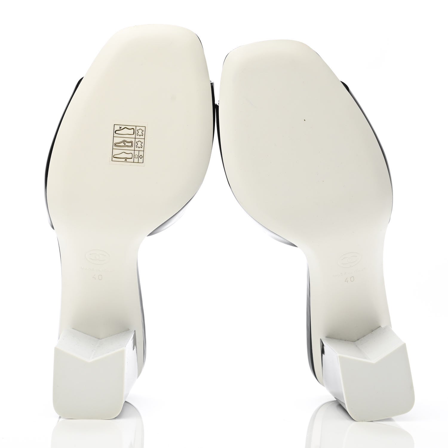 Chanel Patent CC Mules 40 Black White 5 of 9