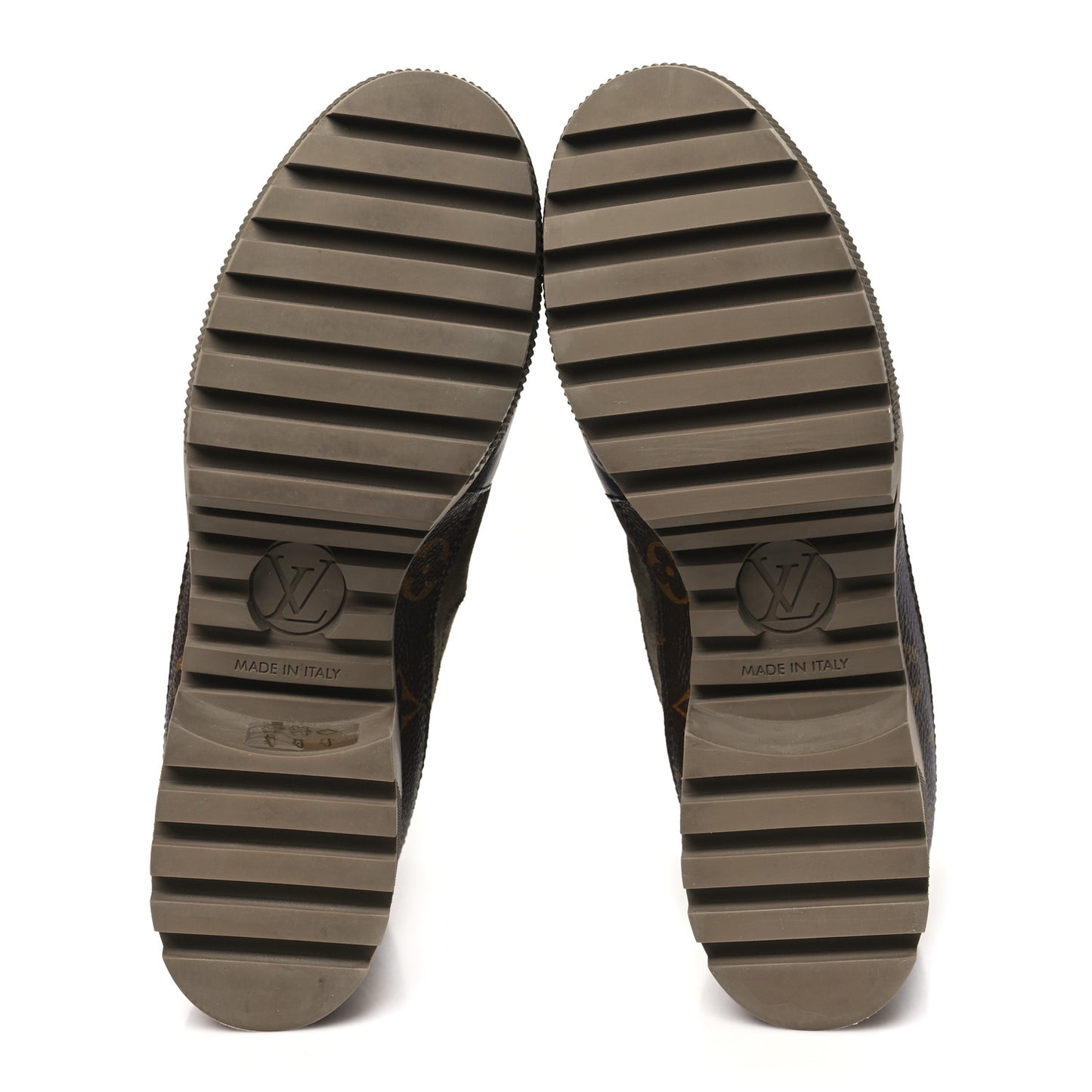 Suede Calfskin Monogram Laureate Platform Desert Boots 38 Taupe