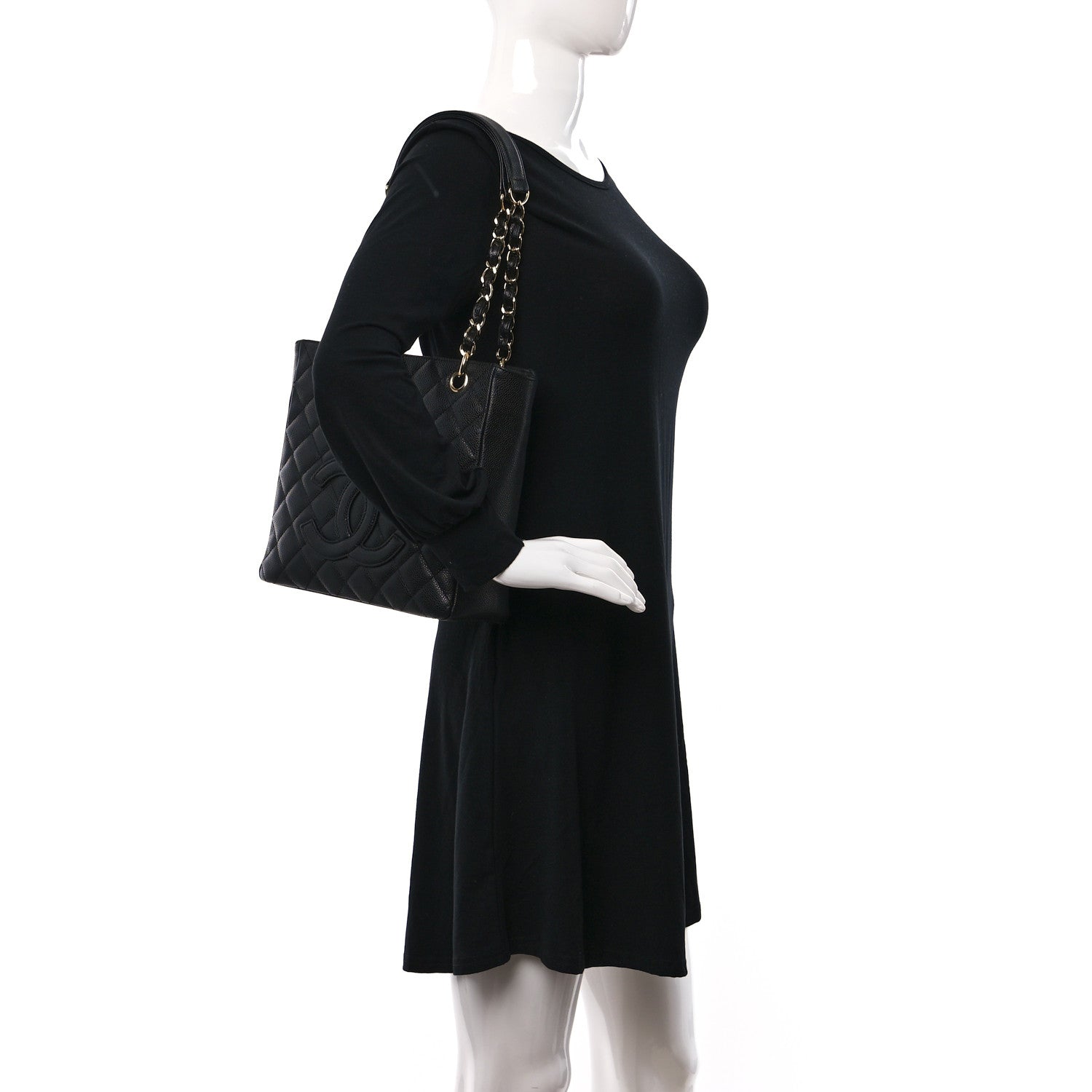 Chanel Caviar Quilted Petit Shopping Tote PST Black 2 of 9