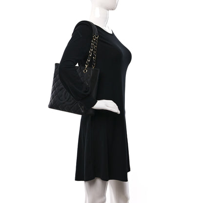 Chanel Caviar Quilted Petit Shopping Tote PST Black 2 of 9
