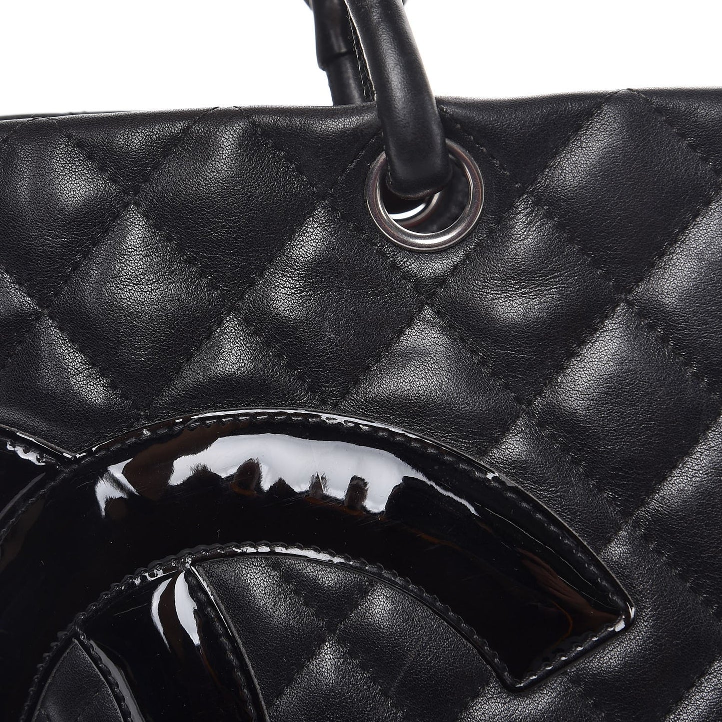 Calfskin Quilted Large Cambon Tote Black