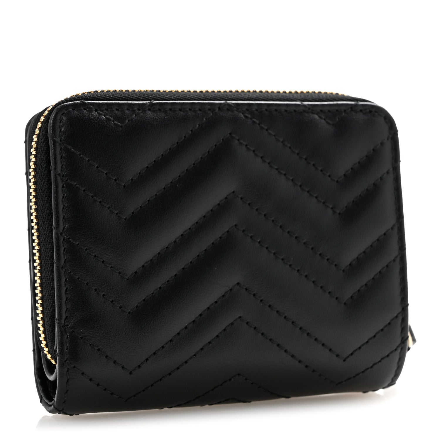Gucci Calfskin Matelasse GG Marmont Compact Wallet Black 3 of 10