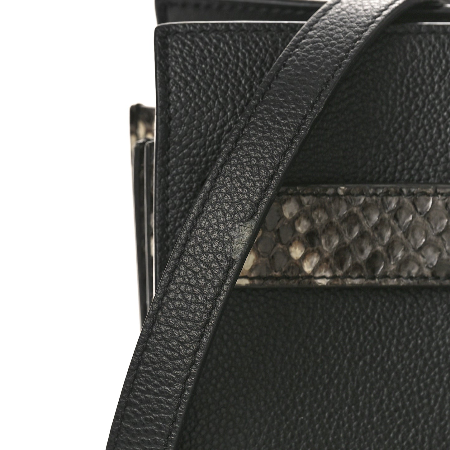 Grained Calfskin Python Embossed Small Sac De Jour Black