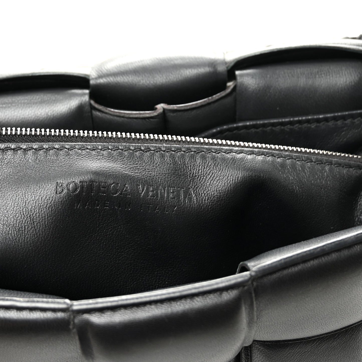 Lambskin Maxi Intreccio Padded Chain Cassette Crossbody Bag Black