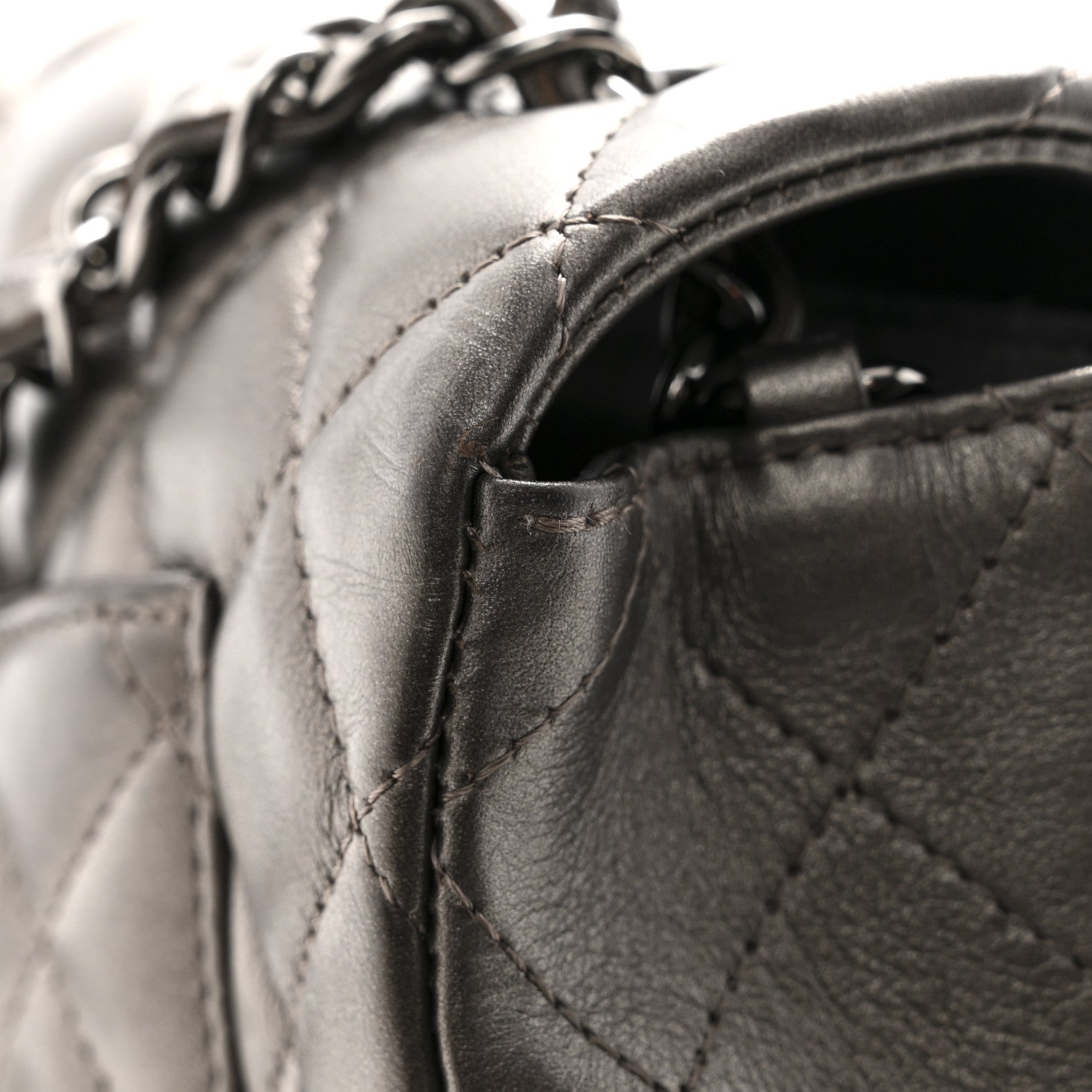 Chanel Metallic Lambskin Quilted Mini Rectangular Flap Ruthenium 12 of 13